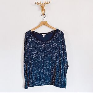 EBERJEY WOMEN'S Blue/White Long Sleeve Pajama Top Size Large